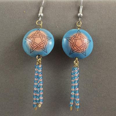 Fringed Bead Earrings - Assorted Pagan Designs