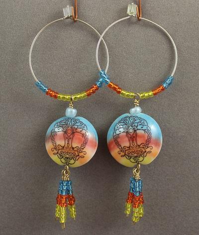 Fringed Hoop Earrings - Assorted Pagan Designs
