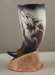 Wolf Sm drinking horn shot glass on stand